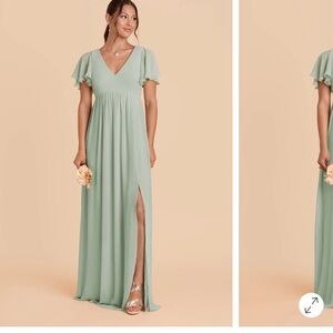 Sage Green V-Neck Flutter Sleeve Maxi Dress
